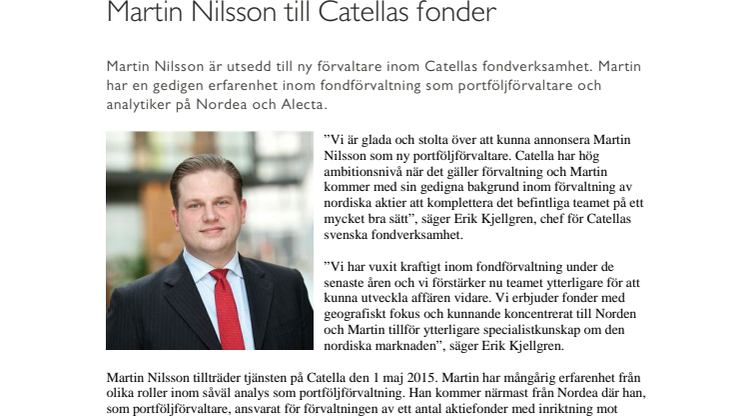 Martin Nilsson till Catellas fonder