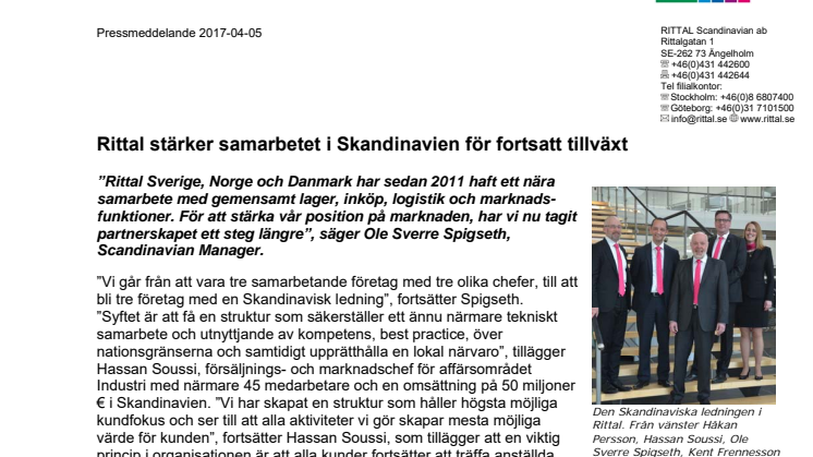 Rittal stärker samarbetet i Skandinavien för fortsatt tillväxt