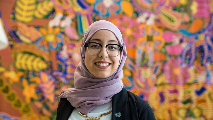 Ameni Kharroubi from Tunisia, Arab Youth Leader at the UN Economic and Social Council (ECOSOC) Youth Forum in 2019. Photo: UNDP/Sumaya Agha