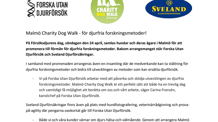 Malmö Charity Dog Walk - för djurfria forskningsmetoder!
