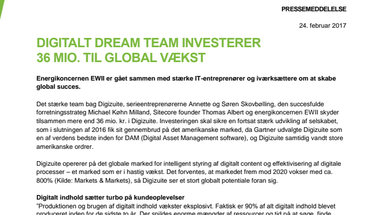 Digitalt dreamteam investerer 36 mio til global vækst