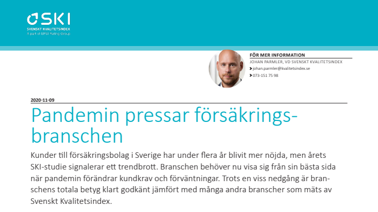 Pandemin pressar försäkringsbranschen