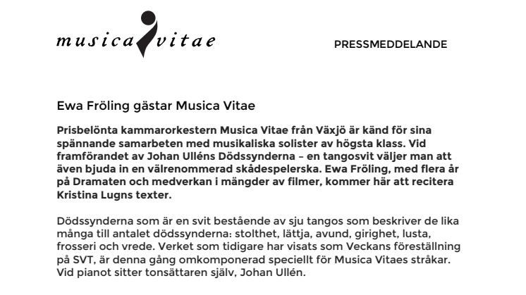 Ewa Fröling gästar Musica Vitae
