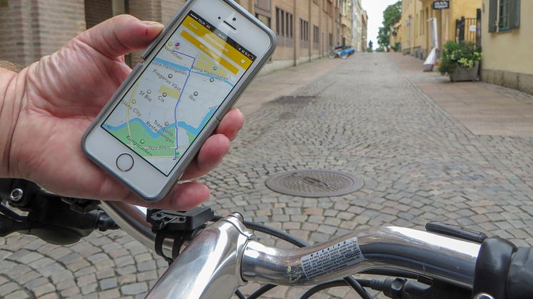 I appen Cykelstaden kan du se om det finns några hinder eller avstängningar längs din cykelväg.  Bild: Trafikkontoret Göteborgs Stad