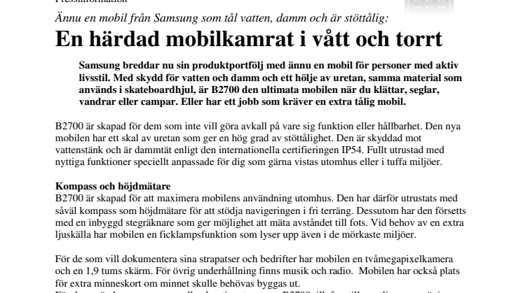 En härdad mobilkamrat i vått och torrt