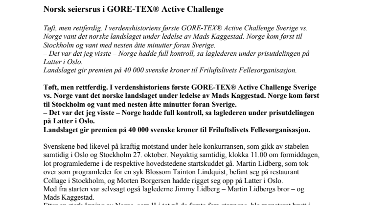 Norsk seiersrus i GORE-TEX® Active Challenge