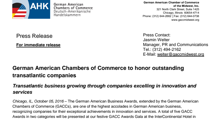 VisiConsult gewinnt Innovationsaward der Deutsch-Amerikanischen Handelskammer (GACC)