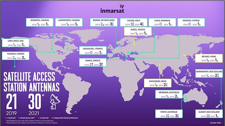 Image - Inmarsat - Inmarsat’s ground network is expanding from 21 in 2019 to 30 by 2021