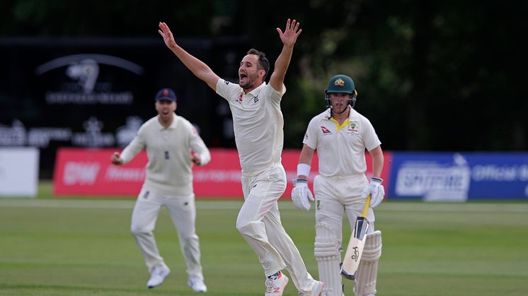 Lewis Gregory celebrates the wicket of Joe Burns (Getty Sport)
