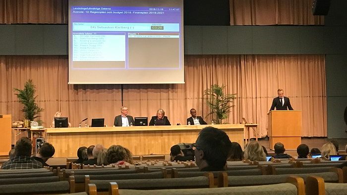 Regionfullmäktige äger rum i Kristinehallen i Falun. Bilden är tagen vid ett tidigare tillfälle. Foto: Region Dalarna