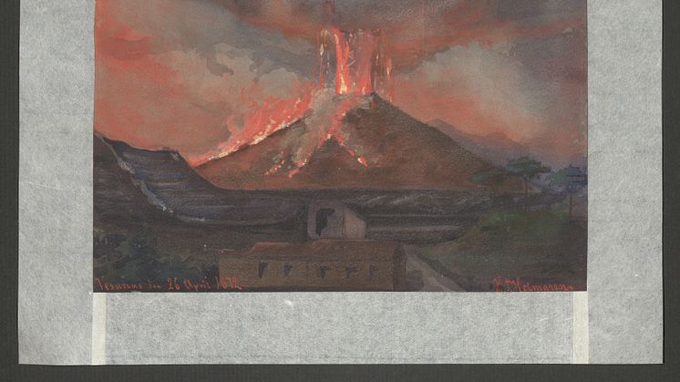 Herman Holmgren (1842–1914): Vesuvius den 26 april 1872. Akvarell på papper, 1872. (T301/1906)