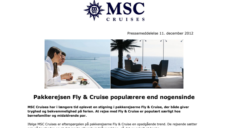 Pakkerejsen Fly & Cruise populærere end nogensinde