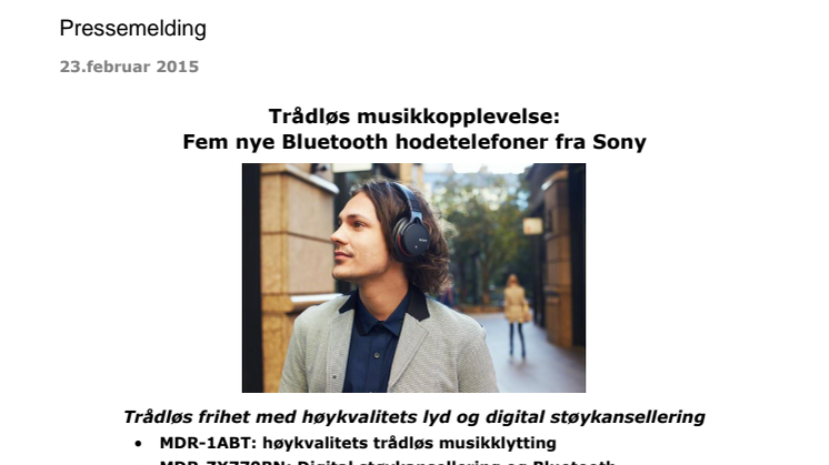 Trådløs musikkopplevelse: Fire nye Bluetooth hodetelefoner fra Sony