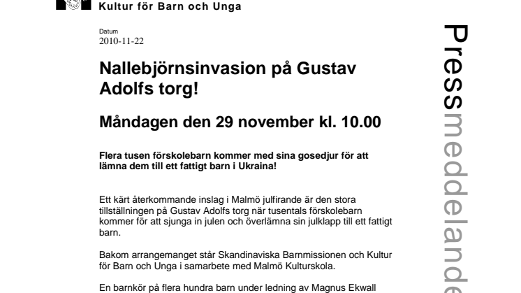 Påminnelse: Nallebjörnsinvasion på Gustav Adolfs torg!