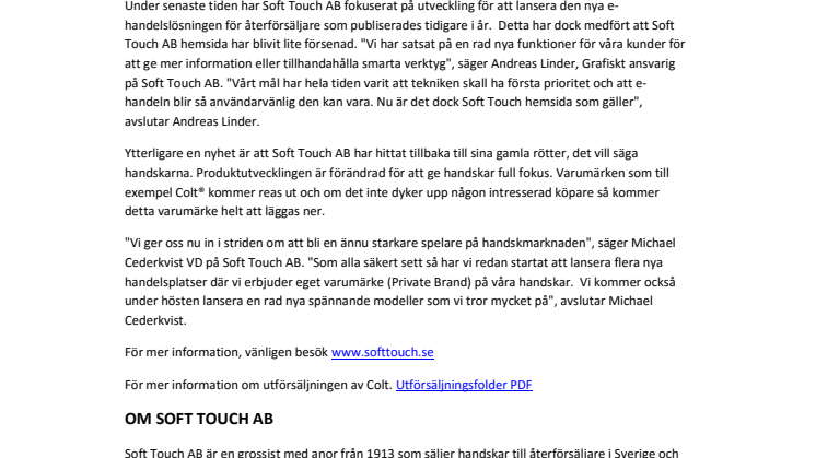 Soft Touch AB lanserar sin nya hemsida med fokus på handskar