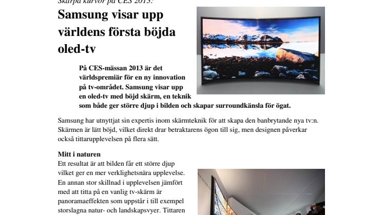 Skarpa kurvor på CES 2013: Samsung visar upp världens första böjda oled-tv