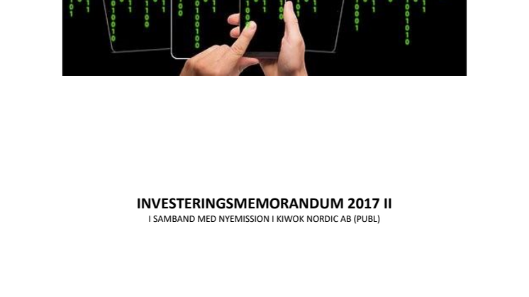 Kiwok investeringsmemorandum 2017 II