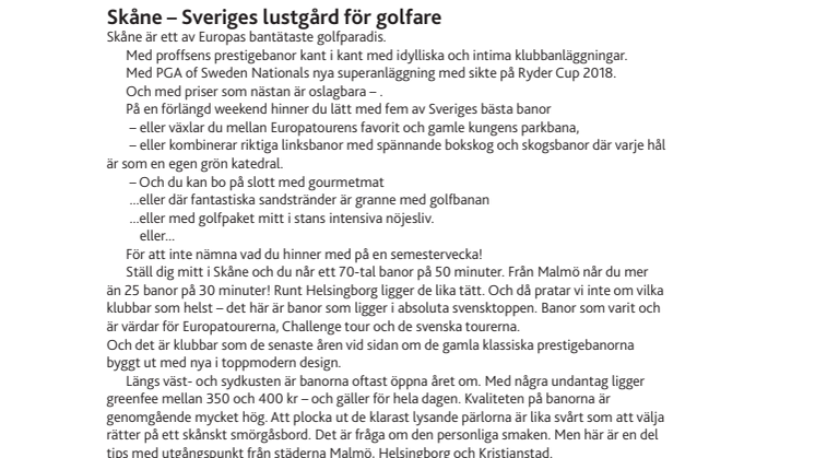 Skåne – Sveriges lustgård för golfare