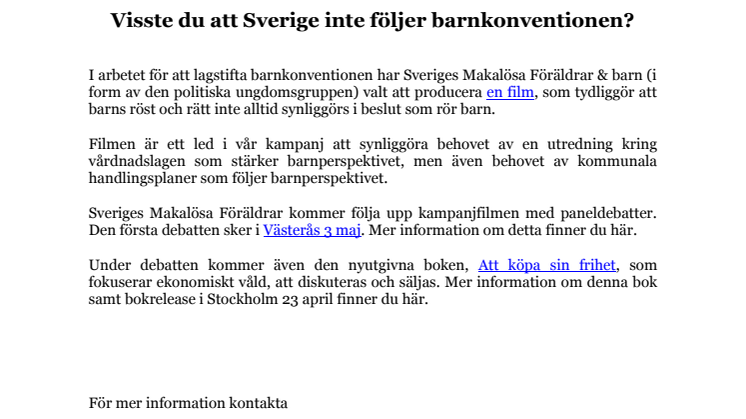 Visste du att Sverige inte följer barnkonventionen?