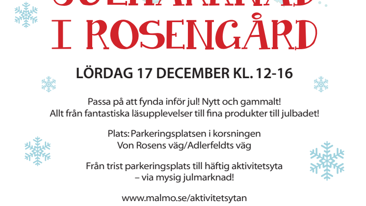 Parkeringsplats förvandlas till mysig julmarknad i Rosengård den 17 december