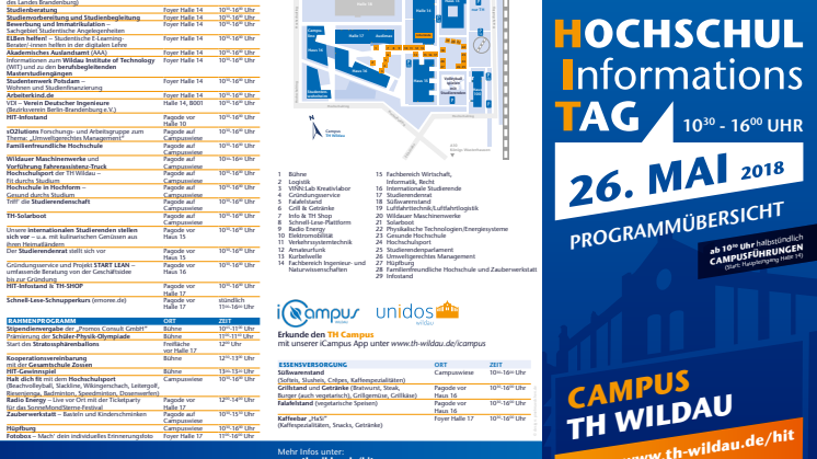 Das Programm des Hochschulinformationstages 2018