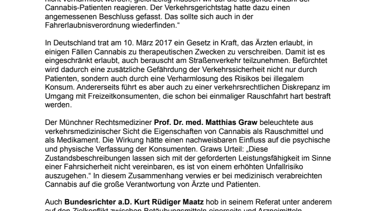 Rauschgift oder Medizin? Cannabis als Risiko für die Verkehrssicherheit