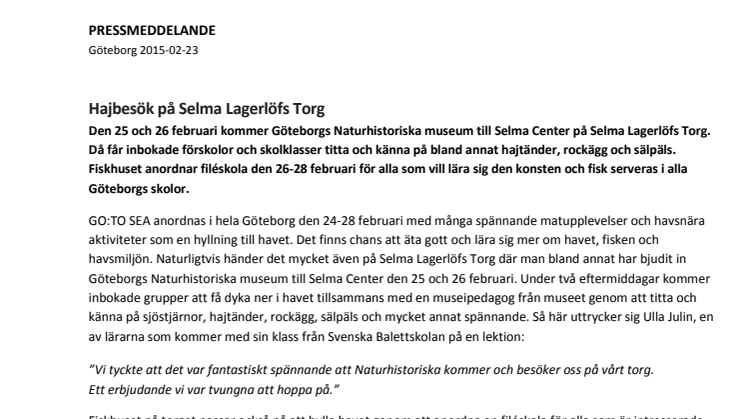 Hajbesök på Selma Lagerlöfs Torg