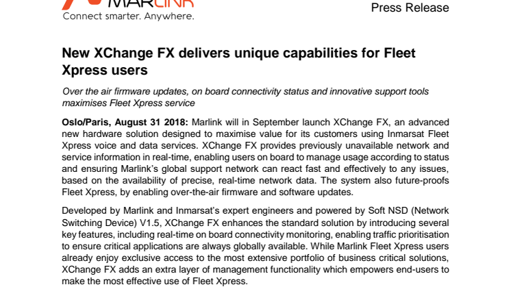 New XChange FX delivers unique capabilities for Fleet Xpress users