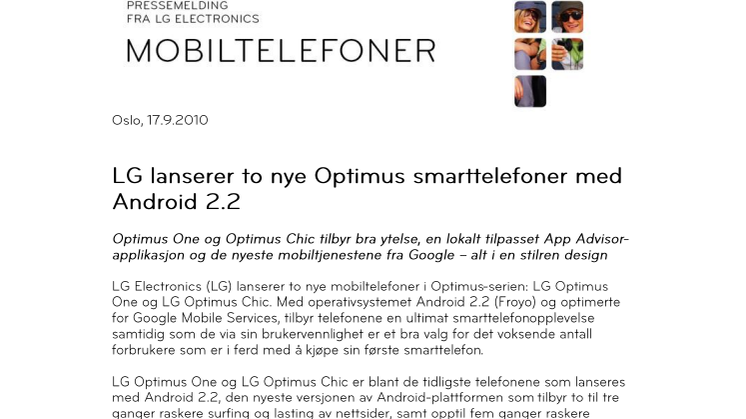 LG lanserer to nye Optimus smarttelefoner med Android 2.2