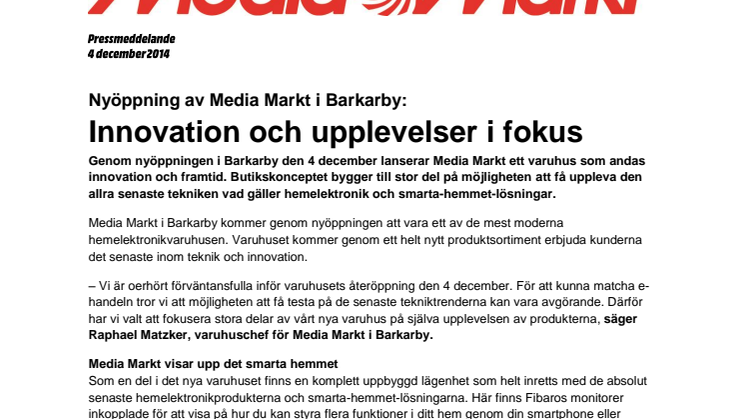 Nyöppning av Media Markt i Barkarby: Innovation och upplevelser i fokus 