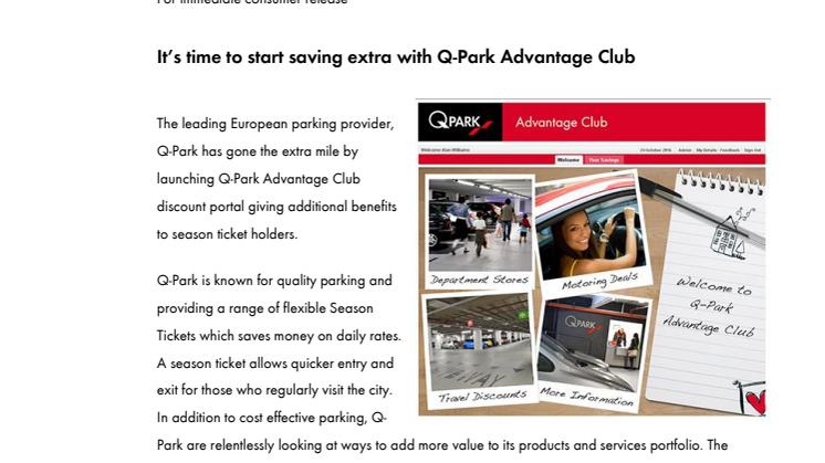 It’s time to start saving extra with Q-Park Advantage Club 