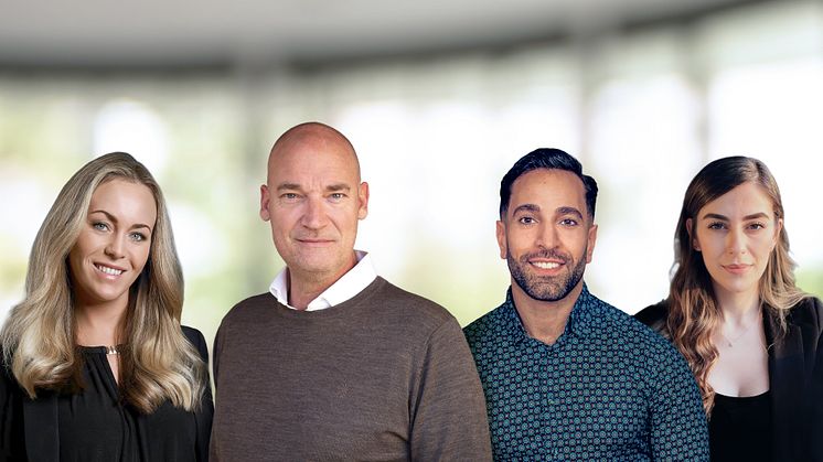 Det globale softwarefirma Autodesk har succes på det danske og nordiske marked og ansætter nu fire nye medarbejdere. Fra venstre: Pauline Helgesson, Jesper Frank, Adrian Fayad og Kimberly Eid. 
