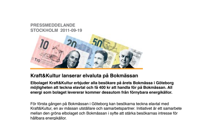 Kraft&Kultur lanserar elvaluta på Bokmässan i Göteborg