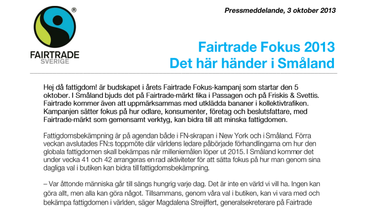 Fairtrade Fokus 2013 - Det här händer i Småland