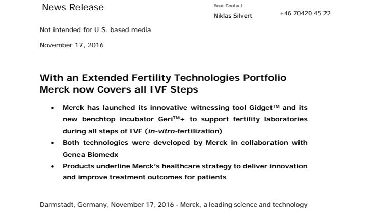 With an Extended Fertility Technologies Portfolio Merck now Covers all IVF Steps