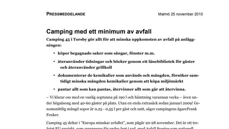 Camping med ett minimum av avfall