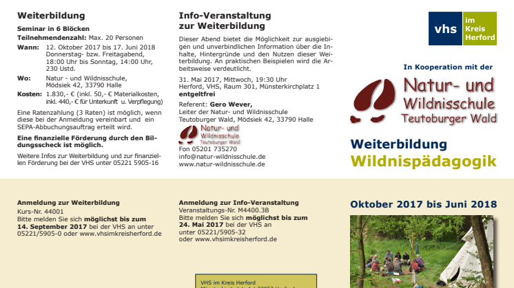 Weiterbildung Wildnispädagogik Teutoburger Wald 2017/18