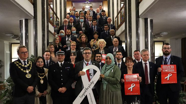 Chief Superintendent Chris Hill from Greater Manchester Police joined Bury councillors as they pledged their commitment to end male violence against women and stand up to domestic abuse.