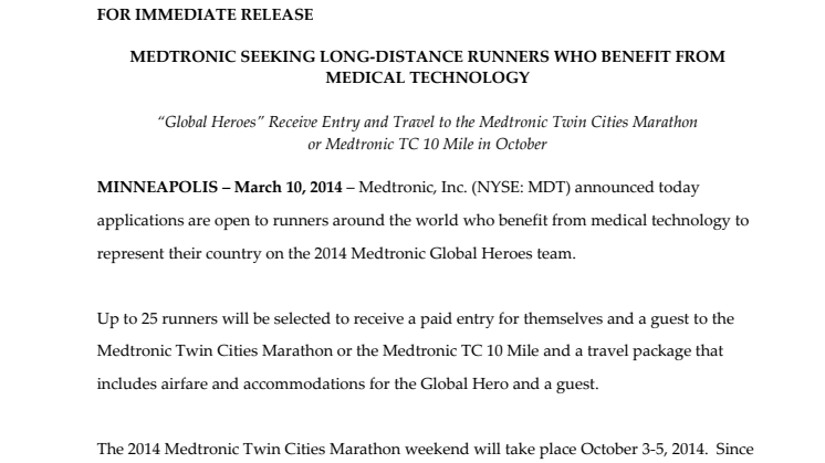 Medtronic Twin Cities Marathon 2014 er åpen for registrering