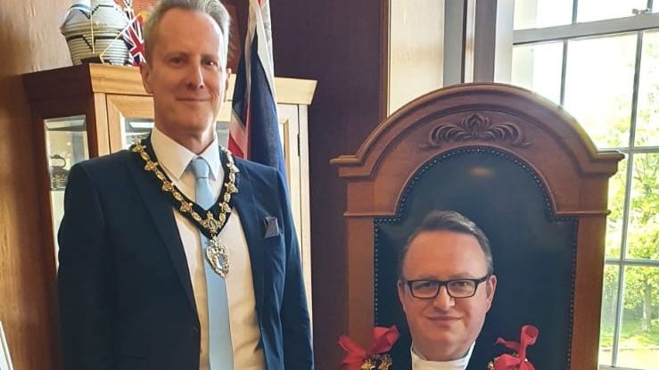 The new Mayor of Bury, Councillor Tim Pickstone, with his partner Wayne Burrows who will be the Mayor’s Consort.