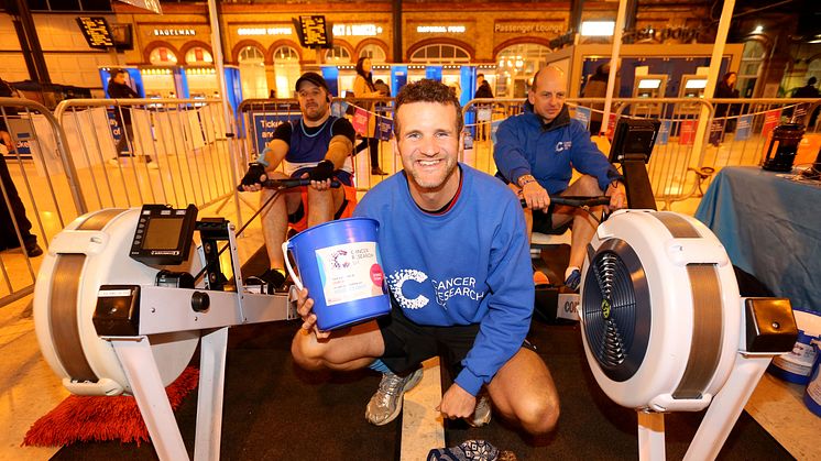 Richard Brown (centre) with Richard Quinn (left) and Gary Harman (right) have raised almost £6,000 for Cancer Research UK