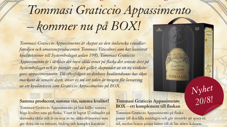Tommasi Graticcio Appassimento - kommer nu på BOX!