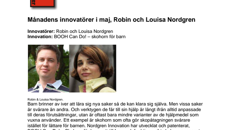 Månadens innovatörer i maj, Robin & Louisa Nordgren.