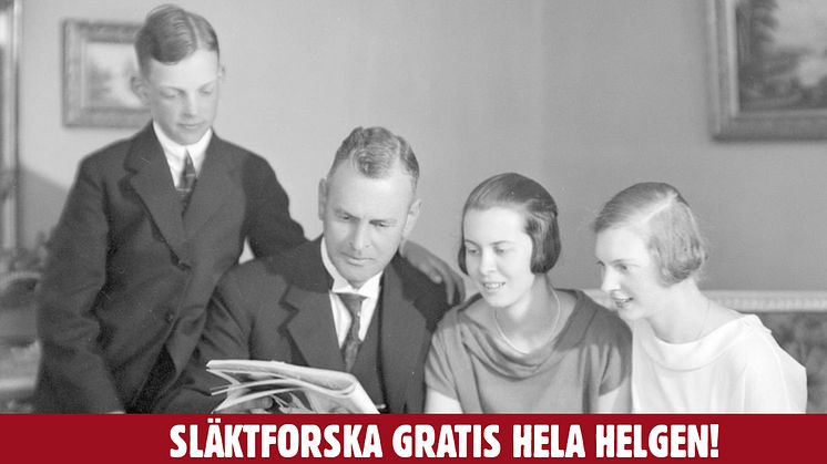 Släktforska helt gratis i helgen med Sveriges ledande Internettjänst för släktforskning. 