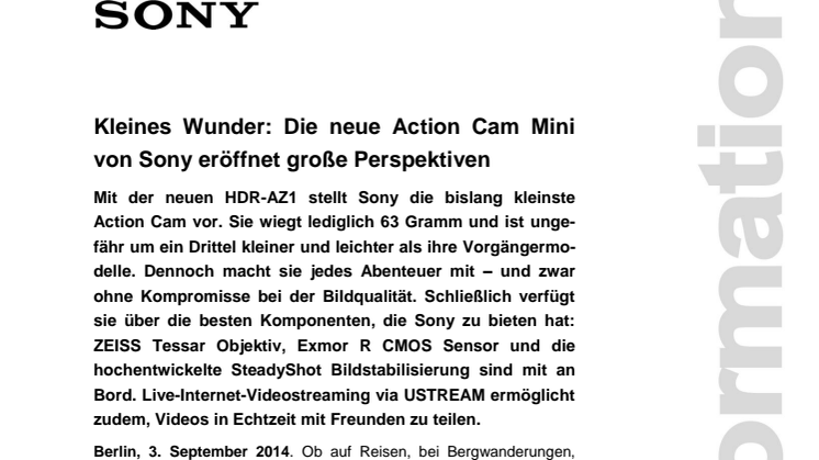 Kleines Wunder: Die neue Action Cam Mini von Sony eröffnet große Perspektiven