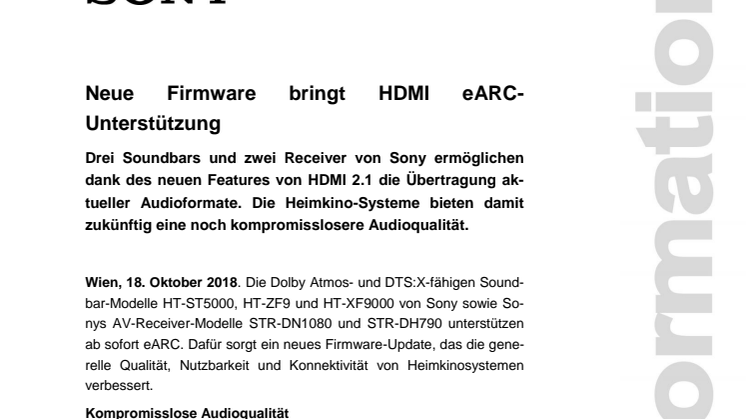 Neue Firmware bringt HDMI eARC-Unterstützung