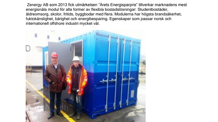 Zenergy levererar till norska Westcon Yard 