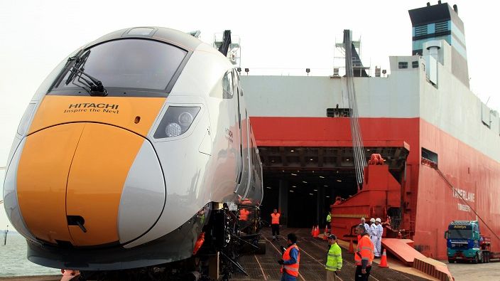 Rail Minister Claire Perry MP welcomes arrival of first Hitachi pre-series Class 800 train for Intercity Express Programme