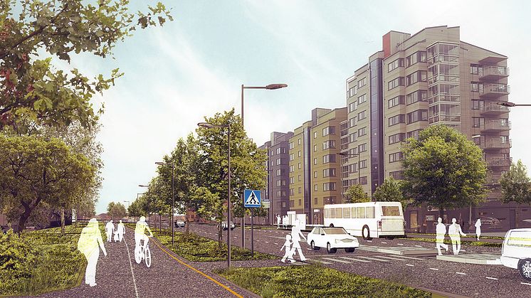 Rudbecksgatan mellan Almbyplan och korsningen Hagmarksgatan stängs för ombyggnation 11 april.