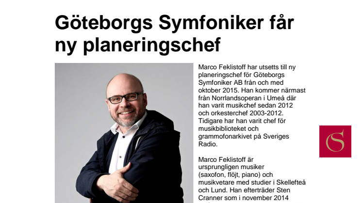 Göteborgs Symfoniker får ny planeringschef